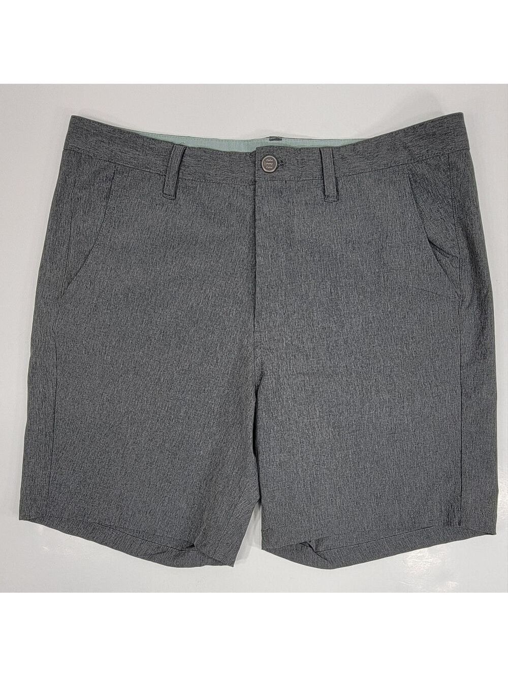 Free Fly Hybrid II Shorts Mens 34 Heathered Gray 7" Performance Chino Stretch